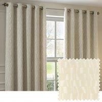 Calypso Ivory Velvet Patterned Eyelet Curtain Pair, 168 x 137cm