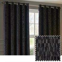Paoletti Manhattan Velvet Ready Made Eyelet Blockout Curtains Charcoal