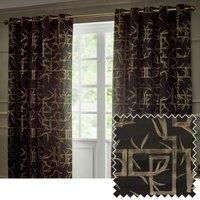 Paoletti Bamboo Jacquard Ready Made Eyelet Blockout Curtains Black