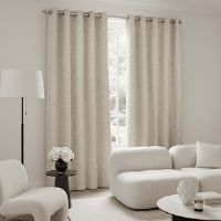 Beatriz Ivory Textured Chenille Eyelet Curtain Pair, 229 x 137cm