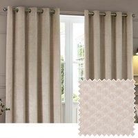 Paoletti Neptune Velvet Ready Made Eyelet Blockout Curtains Champagne