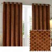 Paoletti Neptune Velvet Ready Made Eyelet Blockout Curtains Copper
