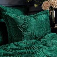 Paoletti Palmeria Embroidered Faux Velvet Quilted Oxford Pillow Case