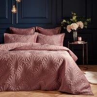 Paoletti Palmeria Quilted Super King Duvet Cover Set, Polyester, Blush