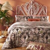 furn. Malaysian Palm Duvet Cover and Pillowcase Set, Dusky Blush, Double