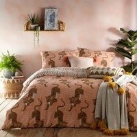 furn. Tibetan Tiger Duvet Cover and Pillowcase Set, Coral, Single