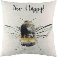 Evans Lichfield Bee Happy Polyester Filled Cushion, White, 43 x 43cm