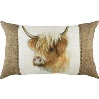Evans Lichfield Hessian Cow Polyester Filled Cushion, White, 30 x 50cm
