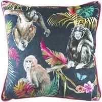 Evans Lichfield Jungle Monkey Polyester Filled Cushion, Blue, 43 x 43 cm