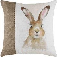 Evans Lichfield Hessian Hare Polyester Filled Cushion, White, 43 x 43 cm