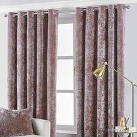 Paoletti Verona Crushed Velvet Ringtop Eyelet Curtains (pair) Polyester Blush (168X229Cm)
