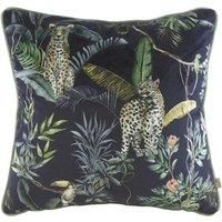 Evans Lichfield Jungle Leopard Polyester Filled Cushion, Petrol, 43 x 43cm