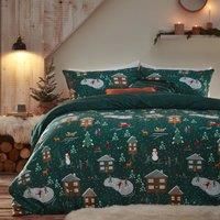 furn. Winter Duvet Cover Set, Pine Green, Single