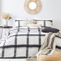 The Linen Yard Mohair Check Duvet Cover Set, Natural/Black, 137 x 200 cm