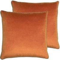 Paoletti Meridian Twin Pack Polyester Filled Cushions, Pumpkin/Mocha, 55 x 55cm