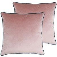 Paoletti Meridian Twin Pack Polyester Filled Cushions, Blush/Teal, 55 x 55 cm