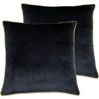 Paoletti Meridian Twin Pack Polyester Filled Cushions, Black/Gold, 55 x 55cm