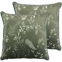 Furn. Fearne Twin Pack Polyester Filled Cushions Sage Green