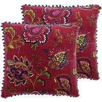 Paoletti Malisa Twin Pack Polyester Filled Cushions, Pomegranate, 50 x 50cm