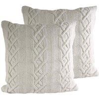 Paoletti Aran Twin Pack Polyester Filled Cushions, Cream, 55 x 55cm