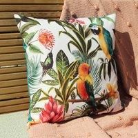 Evans Lichfield Parrots Outdoor Polyester Filled Cushion, Multi/Teal, 43 x 43cm