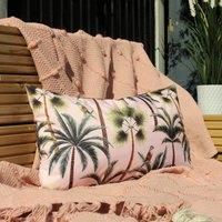 Evans Lichfield Palms Outdoor Polyester Filled Cushion, Blush, 30 x 50cm
