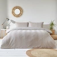 The Linen Yard Chevron Tuft Single Duvet Cover Set, Cotton, Stone