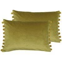 Paoletti Fiesta Twin Pack Polyester Filled Cushions, Bamboo/Gold, 35 x 50cm