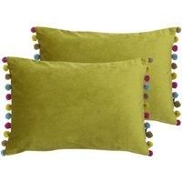 Paoletti Fiesta Twin Pack Polyester Filled Cushions, Bamboo/Multi, 35 x 50 cm