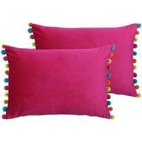 Paoletti Fiesta Twin Pack Polyester Filled Cushions, Pink/Multi, 2 Count (Pack of 1)