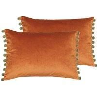Paoletti Fiesta Twin Pack Polyester Filled Cushions Rust/Khaki