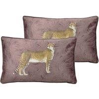 Paoletti Cheetah Forest Twin Pack Polyester Filled Cushions Blush