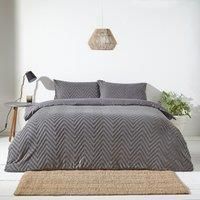 The Linen Yard Chevron Tuft Single Duvet Cover Set, Cotton, Charcoal