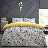 Style Lab Doodles King Duvet Cover Set Cotton White/Black
