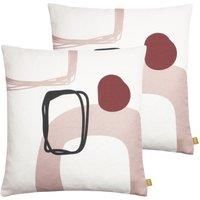 Furn. Aida Geometric Sustainable Twin Pack Polyester Filled Cushions Blush