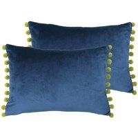 Paoletti Fiesta Polyester Filled Cushions Twin Pack Indigo/Olive