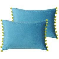 Paoletti Fiesta Twin Pack Polyester Filled Cushions Teal/Bamboo