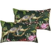 furn. Evans Lichfield Leopard  Outdoor Twin Pack Cushion - Forest - Rectangle - 30cm x 50cm