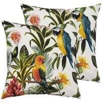 Evans Lichfield Parrots Outdoor Twin Pack Polyester Filled Cushions Multi/Teal