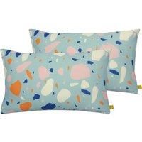 furn. Terra Polyester Filled Cushions (Twin Pack), Recycled Polyester, Aqua