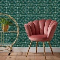 furn. Bee Deco Geometric Printed Wallpaper, Emerald