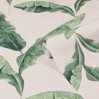 furn. Plantain Botanical Printed Wallpaper, Teal/Blush