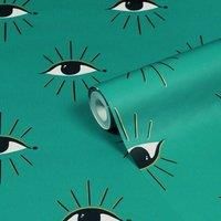furn. Theia Abstract Eye Printed Wallpaper, Turquoise