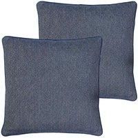 Paoletti Blenheim Polyester Filled Cushions (Twin Pack), Viscose, Polyester, Linen, Navy