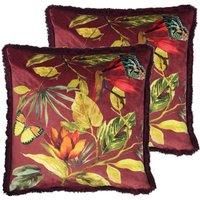 Paoletti Cahala Polyester Filled Cushions Twin Pack Berry