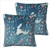 Paoletti Georgiana Polyester Filled Cushions (Twin Pack), Slate Blue, 45 x 45cm