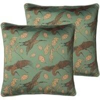 Paoletti Harper Polyester Filled Cushions (Twin Pack), Green, 45 x 45cm