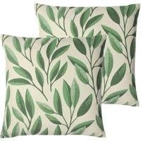 Paoletti Laurel Polyester Filled Cushions (Twin Pack), Polyester, Forest Green