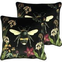 Evans Lichfield Midnight Garden Polyester Filled Cushions Twin Pack Bee