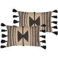 furn. Sagar Polyester Filled Cushions (Twin Pack), Cotton, Clay